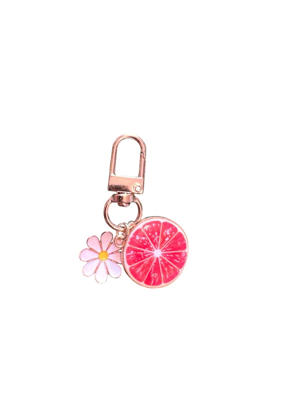 Pink Citrus & Daisy Keychain Charm - Women Accessories